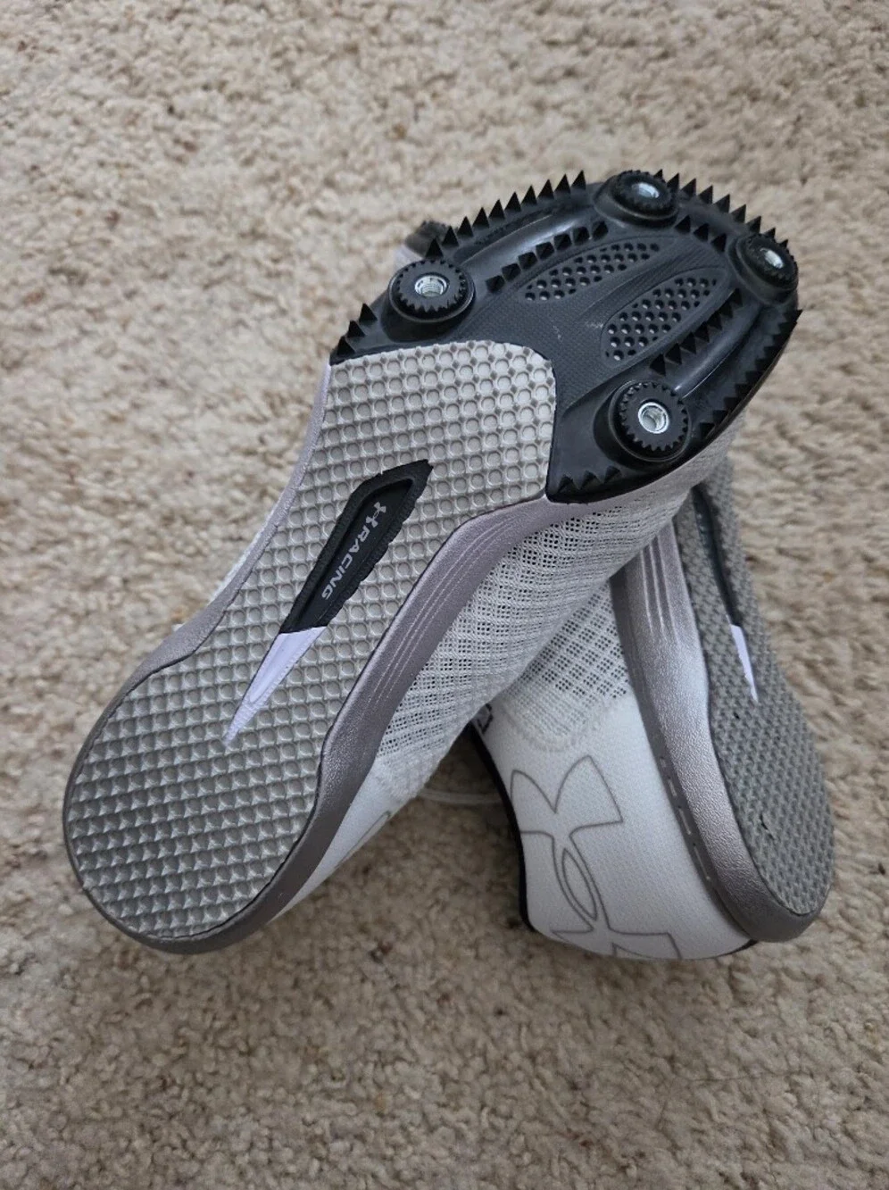 Under Armour UA Kick Distance 4 Track Spikes White Black M 7.5 / W 9 New